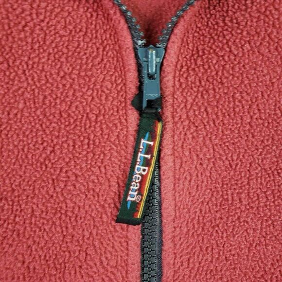 LL Bean Fleece Vest Mens Medium Red Sleeveless Collared Full Zip Fleece - Picture 4 of 8